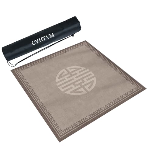 Square Mahjong Mat with Black Carrying Bag, Thick Anti Slip Tablecloth, Table Pad for Mahjong Poker and Tile Game(Light Gray,85cm/33.4") - color: Light Gray, size: 85cm/33.4"