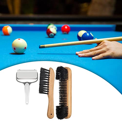Billiards Table Cleaning Brush Set with Roller and Wooden Handle for Pool Table Maintenance- Brown 3PCS - color: Brown 3PCS
