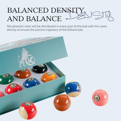 KONLLEN Phenolic Resin Billiard Balls Set 2-1/4" Regulation Size Tournament Pool Balls Set Pool Table Accessories - color: AXD-1TH