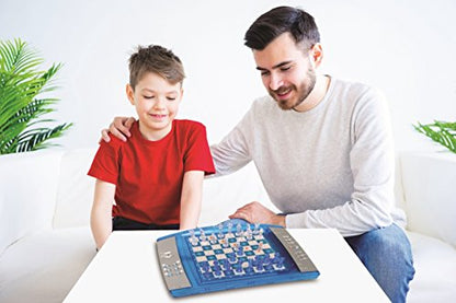 Lexibook ChessLight®, Electronic Chess Game with Touch-Sensitive Keyboard and Light and Sound Effects, 32 Pieces, 64 Levels of Difficulty, Battery or Plug, Blue/Grey, LCG3000 - style: LCG3000