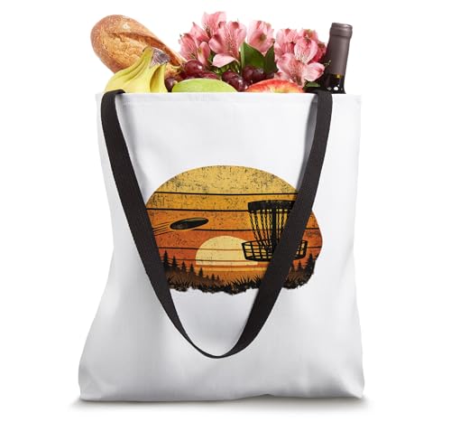 Vintage Retro Disc Golf Sunset Tote Bag