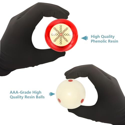 2 Pcs Billiard Training Cue Ball,Pool Cue Ball Practice with Dots,Inchluded Billiard Gloves,Pool Table Marker Dots,Billiard Balls Used in American Billiards Eight Balls