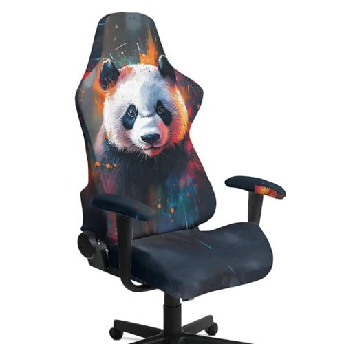 Stretchable Universal Computer Chair Cover with Armrest Covers Cool Panda Armchair Slipcovers High Back Rotating Gaming Chair Covers Protector 4PCS Package, Easy Installation - color: Cool Panda