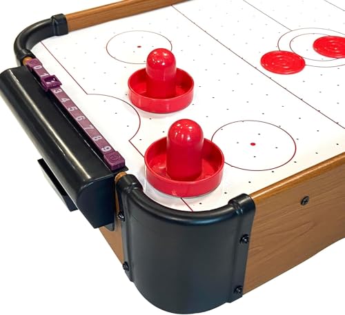 Tradeopia Portable Table Top Mini Wooden Air Hockey Game With 2 Strikers and 2 Pucks - Tabletop Air Hockey