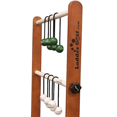 Ladder Golf - Single Ladder Ball Game (Green + White Bolas) Official Brand Game (G/W)