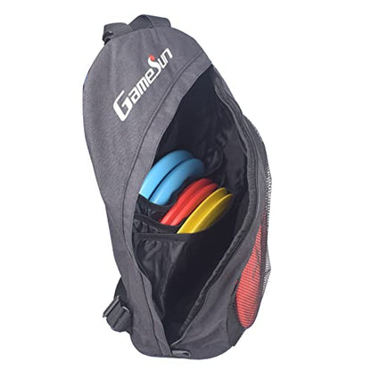 DISC Golf Set Includes 1pc Heavy Duty Nylon Backpack Bag, 2pcs Drivers, 2pcs Mid-Ranges, 2pcs Putters, 1pc Mini Disc Marker, 1pc 12”x12” Embroider Logo Black Towel and 1pc Gift Color Box - color: Black
