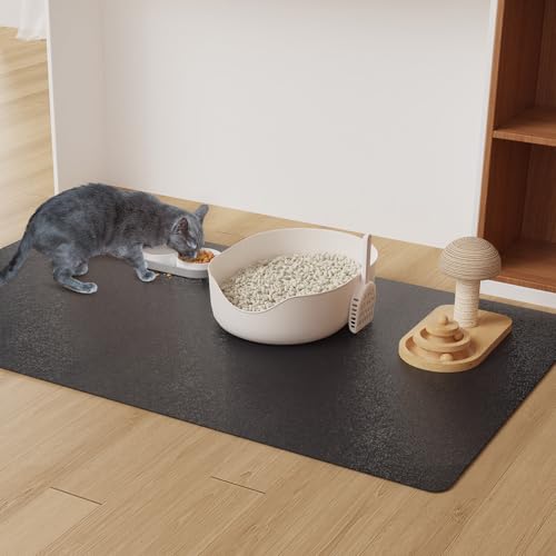 4'×6' Black Floor Protector for Home, Waterproof Stain-Resistant Vinyl Area Rug for Art Studio, Plastic Easy Care Area Mat for Dining Room, Kitchen, Under High Chair - color: Black, size: 4' x 6' (Rectangular)