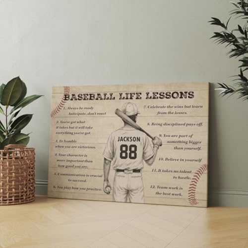 Personalized Baseball Life Lessons Canvas, Custom Baseball Poster Print, Personalized Motivational Sports Art For Players And Fans - color: Design 05