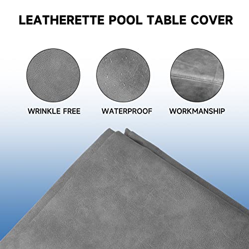 GSE Games & Sports Expert Billiard Table Covers, 7'/8'/9' Waterproof & Tearproof Heavy Duty Leatherette Pool Table Cover (Several Colors Available) - color: Grey - 8ft