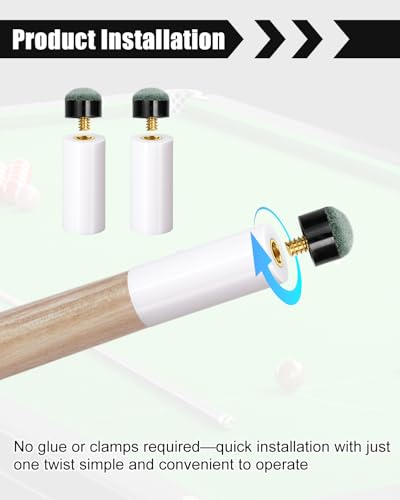 15 Sets Pool Cue Tips Replacement Kit Screw On Pool Stick Tips Replacement Kit with White Ferrules and Gray Cue Tips for Billiard Cues Stick Accessories