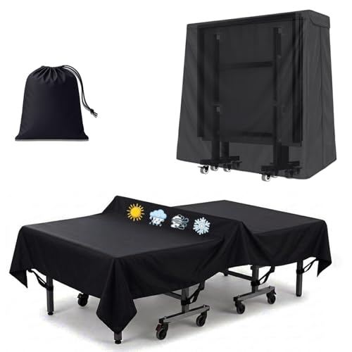 Ping Pong Table Cover 9x5 ft, 600D Waterproof Table Tennis Cover for Outdoor & Indoor Use, Fits Folding or Flat Tables, Windproof Buckles, All-Weather Protection