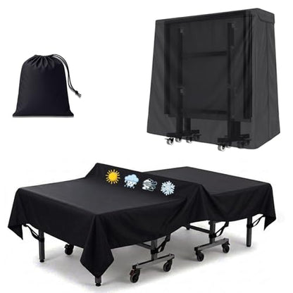 Ping Pong Table Cover 9x5 ft, 600D Waterproof Table Tennis Cover for Outdoor & Indoor Use, Fits Folding or Flat Tables, Windproof Buckles, All-Weather Protection