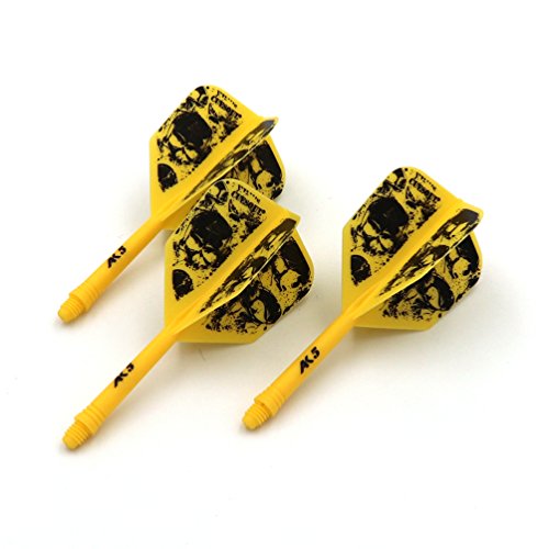 CUESOUL ROST Integrated Dart Shaft and Dart Flight Standard/Slim/Diamond/Big Wing/Tear/Diamond - color: 33mm-Big Wing Shape-Yellow Skull