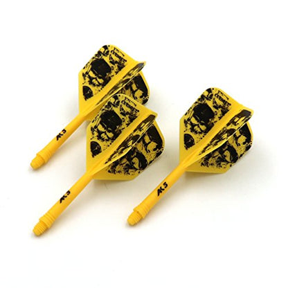 CUESOUL ROST Integrated Dart Shaft and Dart Flight Standard/Slim/Diamond/Big Wing/Tear/Diamond - color: 33mm-Big Wing Shape-Yellow Skull