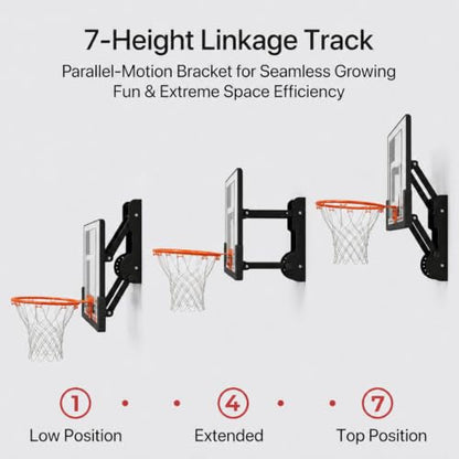 Efficraft Mini Basketball Hoop, Adjustable Indoor Wall Mount, Silent Ball | 7 Level Adjustable Height, Quiet&Bounce Dual Ball Set, Shatter Resistant pc Backboard, Spring Metal Rim, Metal Bracket - color: White, size: Small
