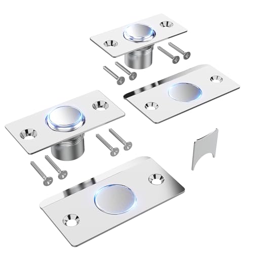 Mousike Door Ball Catch Hardware, Adjustable Hidden Magnetic Ball Catch, Stainless Steel Strike Plate with Strong Suction, Closet Ball Latch Replacement for Top of Door (2 Pack, Silver) - color: Silver, size: 2 Pcak - Magnetic