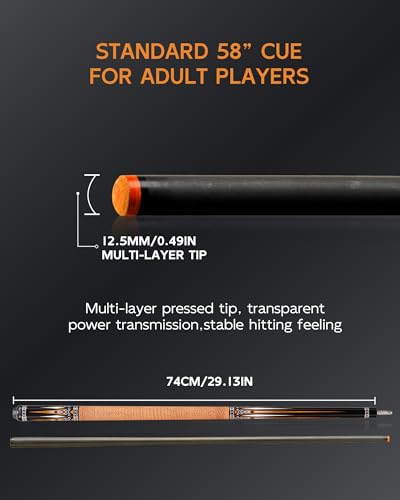 KONLLEN Carbon Fiber Pool Cue Stick 58-inch Professional Pool Sticks for Adults Full Carbon Technology Low Deflection Pool Cue Billiard Cues with 12.5mm Tip (Easy to Control, Pro Taper, Ultra-Smooth) - color: 013 yellow