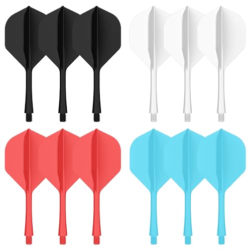 CyeeLife Integrated Dart Flights and Shafts | 2BA Thread | Professional All-in-One Molded Dart Accessories - color: 12 Pack