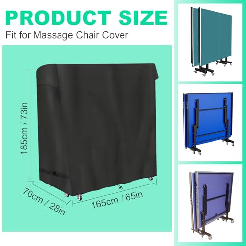 Ping Pong Table Cover,600D Oxford Fabric Covers for Outdoor Table Tennis and Folding Tables-All-Weather Protection Waterproof UV & Dustproof , Black, 65 x 27.5 x 72.8 in