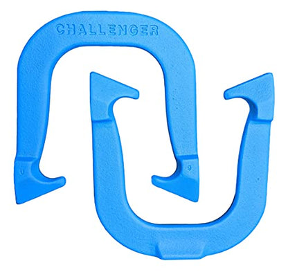 Challenger Professional Pitching Horseshoes- Made in The USA - color: Red & Blue- Complete Game Set (4 Horseshoes, 2 stakes & rule book)