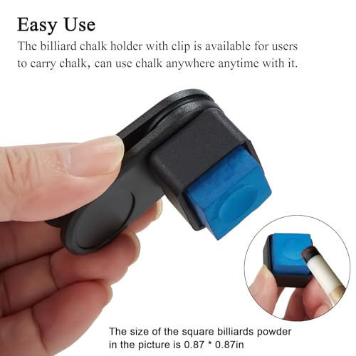 LAKE OF FIRE Chalk Holder Pool Billiards, Pool Cue Chalk Holder with Belt Clip Snooker Billiard Accessories Black - size: Square