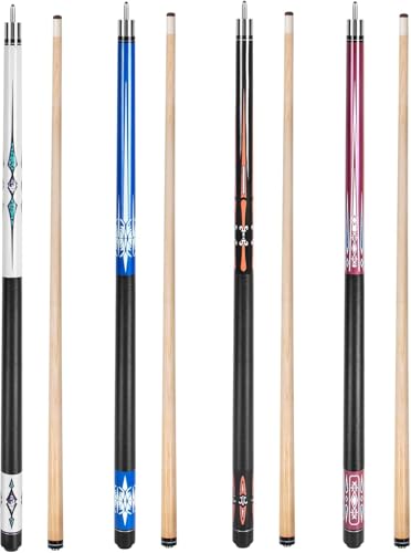 LOTKEY Pool Cue Sticks for Adults,Super Straightened Up 58'' 18 19 20 21oz Billiard Cues Canadian Maple Tacos De Billar Profesional Set of 4/3/2/1 House Bar Pool Que Table Beginner Pool Queue - color: 4 Piece
