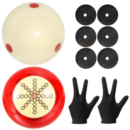 Billiard Training Cue Ball with Dots Practice Cue Ball, 2Pcs Standard Size 2-1/4" Pool Table Balls with Billiard Table Accessories for Beginner