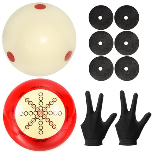 Billiard Training Cue Ball with Dots Practice Cue Ball, 2Pcs Standard Size 2-1/4" Pool Table Balls with Billiard Table Accessories for Beginner