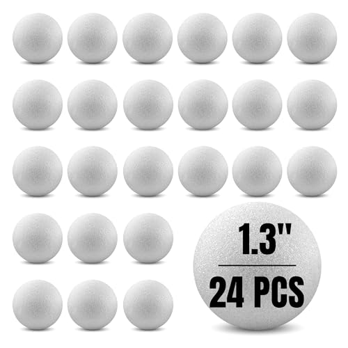 Hygloss Round Foam Balls for Crafts - 1.3-Inch White Craft Foam (XPS) for Arts Small Foam Balls for School Projects and DIY Crafts - Round Balls - 24 Pack of Foam Craft Spheres - size: 1.3-Inch, style: 24 Pieces