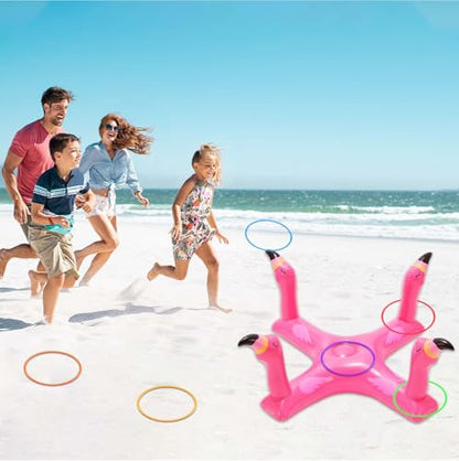 Voiiake Pool Floats Toys Games Set, Inflatable Cross Ring Toss Game Toy with 6pcs Rings for Kids Adults Family, Swimming Pool Water Game