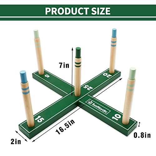 SunNordic Outdoor Ring Toss Game Set, Wooden Lawn Games with Carry Bag | Fun Beach Game for Kids, Adults ＆ Family, Backyard Party Activities, Yard Games - color: Pine Green
