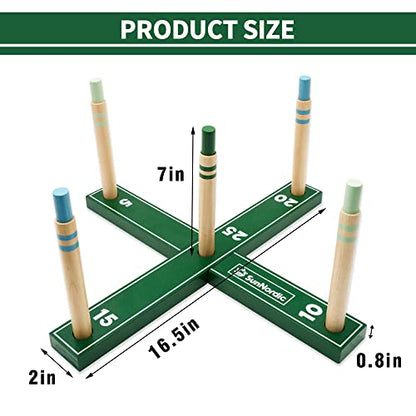 SunNordic Outdoor Ring Toss Game Set, Wooden Lawn Games with Carry Bag | Fun Beach Game for Kids, Adults ＆ Family, Backyard Party Activities, Yard Games - color: Pine Green