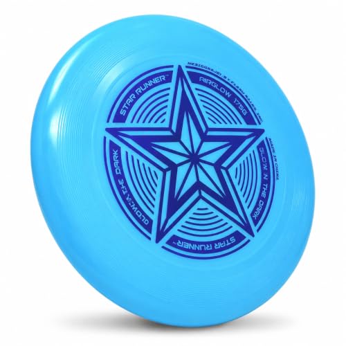 INGEAR Ultimate Frisbee Disc 175g Glowing Flying Disc: 175 gram Star Glow in The Dark Toy for Kids, Adults, Ultimate, Dogs - color: Blue
