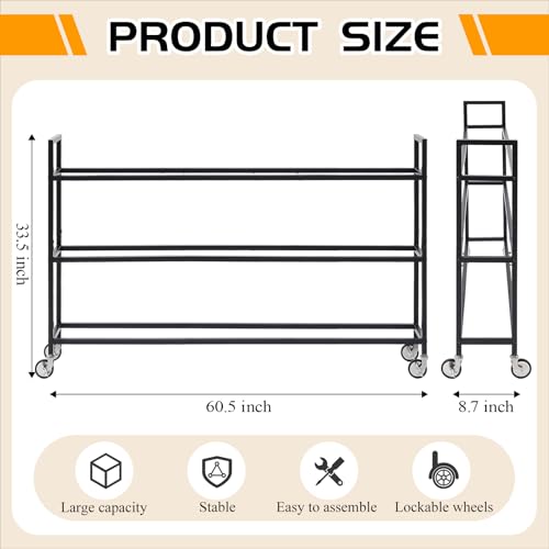 Colingmill Heavy Duty Basketball Rack with Wheels, Multi-Tier Rolling Ball Storage Cart, Sports Equipment Organizer for School, Gym, Club Shoot Training - size: 18ball