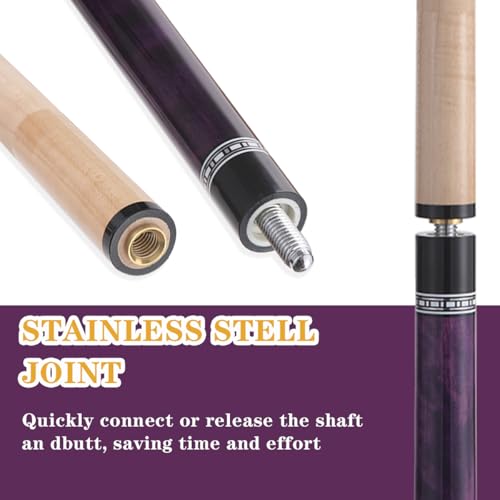 Canadian Maple Pool Cue Stick Set, 58 inch 18oz 19oz 20oz 21oz Billiard House Bar Pool Stick, 12.5mm Tip Billiard Cue for Beginner, Commercial and Home Entertainment - color: 12.5mm Purple