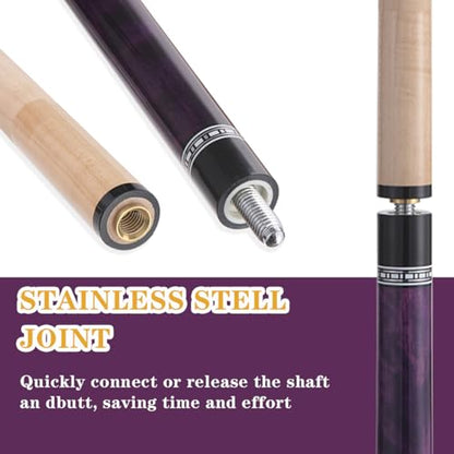 Canadian Maple Pool Cue Stick Set, 58 inch 18oz 19oz 20oz 21oz Billiard House Bar Pool Stick, 12.5mm Tip Billiard Cue for Beginner, Commercial and Home Entertainment - color: 12.5mm Purple