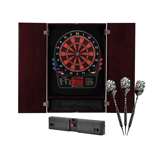 Viper Metropolitan Solid Wood Cabinet & Electronic Dartboard Play-Ready Bundle - color: Espresso, style: Elite Set