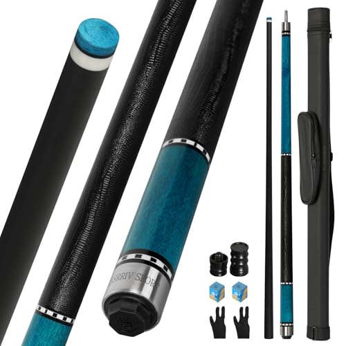 Carbon Fiber Pool Cue Stick 20-21 oz, Professional 13mm Rainbow Tip, 3/8 * 8 Joint, Includes Cue Case, Joint Protectors, Cue Chalks and Gloves - color: CQ-BLUE-20
