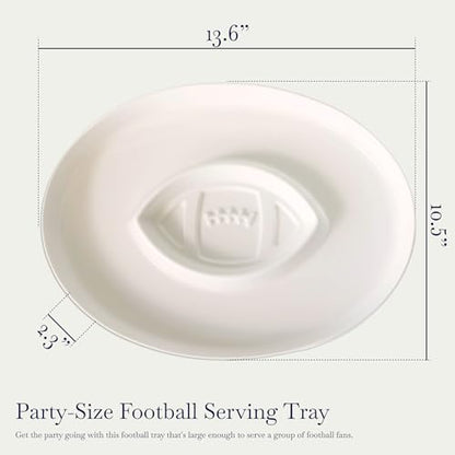 Football Bowl - Porcelain Serving Platter for Bread with Olive Oil, Chip and Dip Serving Set, Charcuterie Dish for Football Parties and Tailgating