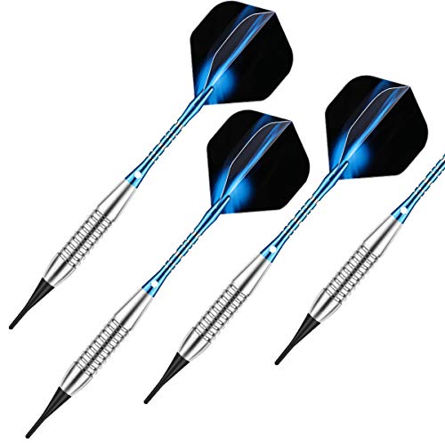 Darts Plastic Tip Set - 18g 21g Colorful Rainbow Soft Tip Darts 50 Anti-Loose O-Rings 6 Shaft (Aluminum/Nylon 45mm) 6 Durable Flights Extra 50 Soft Tips Electronic Dartboard - color: Blue-DARTB
