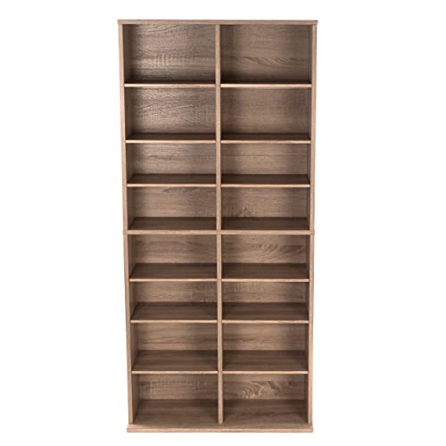 Atlantic Henley 464 Media Storage Cabinet Contemporary Rustic– Protects & Organizes Prized Music, Movie, Video Games Toys & Dolls, Trading Cards, or Sports Memorabilia Collections, Weathered Oak