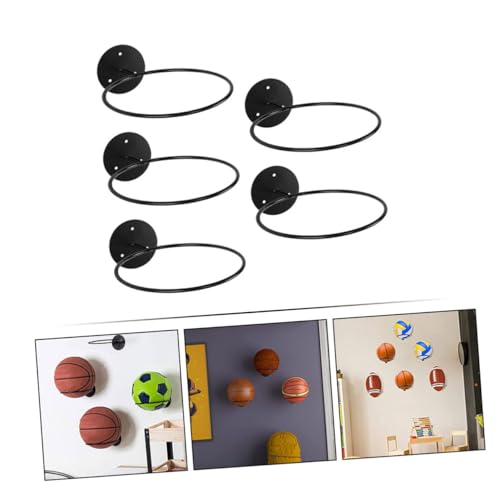 TOYANDONA 5Pcs Wall Mounted Ball Holder Rack for Sports Equipment Storage Durable Design for Home Suitable for Basketball Football and Helmets Easy to Install Display