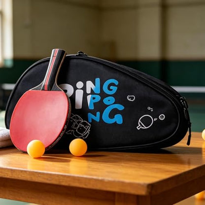 Table Tennis Racket Bag,Waterproof Hard Shell Case,Adjustable Shoulder Strap Shockproof Portable Table Tennis Bat Cover with Ball Compartment | for Equipment Accessories Gym Sports Athlete Men Women T