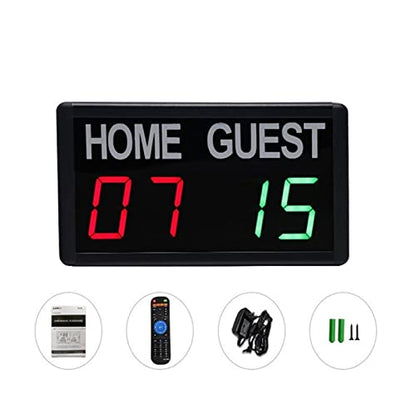 Digital Scoreboard, Powered Electronic Basketball Scoreboard With Buzzer, Portable Tabletop Digital Scoreboard With Remote, Wall-Mounted Professional Score Clock Score Keeper(Remote Control-1)