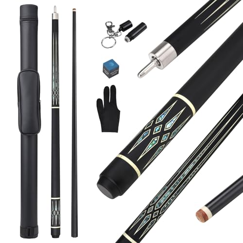 Professional Pool Cue Stick with Case, Pool Cue Stick 2-Piece Glass Fiber Billiards Cue Stick Low Deflection Pool Stick for Adults Players, 58" 19oz - size: 11.5mm Tip