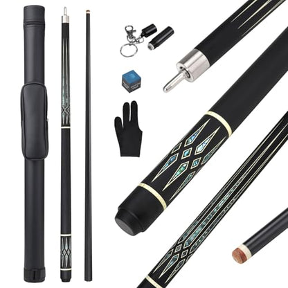 Professional Pool Cue Stick with Case, Pool Cue Stick 2-Piece Glass Fiber Billiards Cue Stick Low Deflection Pool Stick for Adults Players, 58" 19oz - size: 11.5mm Tip