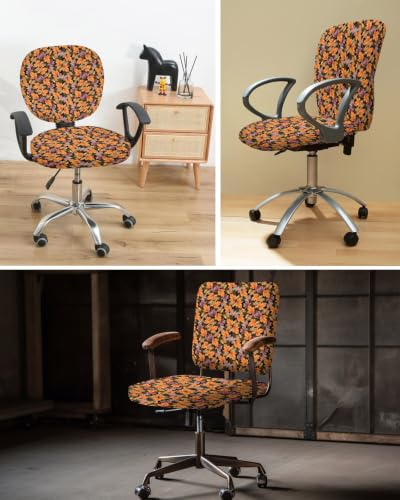 Savannan Office Chair Cover, Fall Orange Maple Leaves Watercolor Protective Stretch Elastic Universal Cover for Desk Task Chair,Computer Rotating Chair 1 Pcs Fallen Leaves Seamless