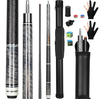 Carbon Fiber Pool Cue Stick 58" Professional Pool Sticks for Adults Full Carbon Technology Low Deflection Pool Cue Billiard Cues with 12.5mm Tip - color: Grey-H3