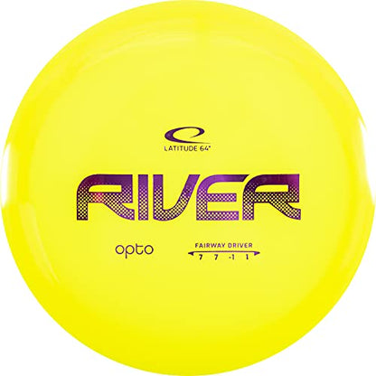Latitude 64 Opto River Disc Golf Fairway Driver | Easy to Throw Beginner Disc Golf Driver | Durable Premium Plastic | High Glide w/Straight Flight & Great Control | 170g+ (Yellow) - color: Yellow