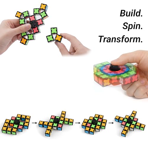 TOSY Magnet Fidget Spinner Glow - 16 Blocks, 3in1 Toy: Transformable Fidget Spinner, Infinity/Puzzle Cube, Easter Basket Stuffers Gift for Kids/Adults, Glowing STEM Sensory Stress Relief, 2-Pack - color: Glow B (Set of 2)